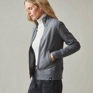 American Giant Sweatshirt Women XL Moto Full Zip Heavyweight Iron Gray